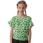 Leaves Pattern Texture Seamless Kids  Cut Out Flutter Sleeves