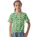 Leaves Pattern Texture Seamless Kids  Cuff Sleeve Scrunch Bottom T-Shirt