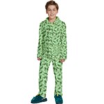 Leaves Pattern Texture Seamless Kids  Long Sleeve Velvet Pajamas Set