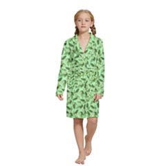 Leaves Pattern Texture Seamless Kids  Long Sleeve Velvet Lounge Robe from ArtsNow.com