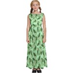 Leaves Pattern Texture Seamless Kids  Satin Sleeveless Maxi Dress