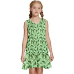 Leaves Pattern Texture Seamless Kids  Sleeveless Tiered Mini Dress