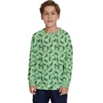 Leaves Pattern Texture Seamless Kids  Crewneck Sweatshirt