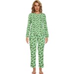 Leaves Pattern Texture Seamless Womens  Long Sleeve Lightweight Pajamas Set