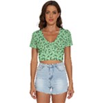 Leaves Pattern Texture Seamless V-Neck Crop Top