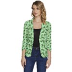 Leaves Pattern Texture Seamless Women s One-Button 3/4 Sleeve Short Jacket