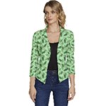 Leaves Pattern Texture Seamless Women s Casual 3/4 Sleeve Spring Jacket