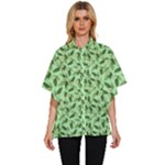 Leaves Pattern Texture Seamless Women s Batwing Button Up Shirt