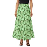 Leaves Pattern Texture Seamless Tiered Ruffle Maxi Skirt