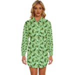 Leaves Pattern Texture Seamless Womens Long Sleeve Shirt Dress