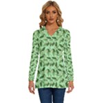 Leaves Pattern Texture Seamless Long Sleeve Drawstring Hooded Top