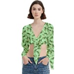 Leaves Pattern Texture Seamless Trumpet Sleeve Cropped Top