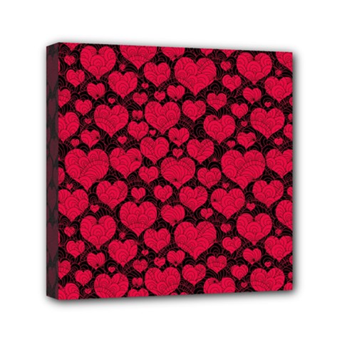 Valentines Day Hearts Pattern Love Red Mini Canvas 6  x 6  (Stretched) from ArtsNow.com