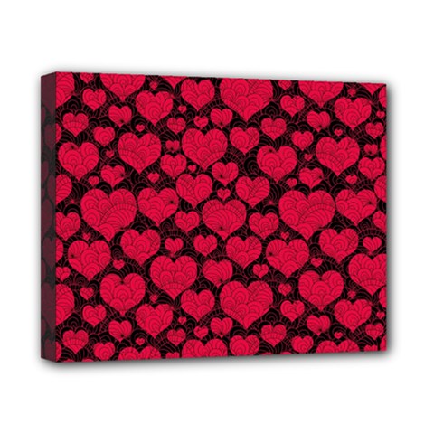 Valentines Day Hearts Pattern Love Red Canvas 10  x 8  (Stretched) from ArtsNow.com