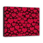 Valentines Day Hearts Pattern Love Red Canvas 14  x 11  (Stretched)