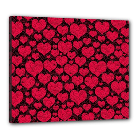 Valentines Day Hearts Pattern Love Red Canvas 24  x 20  (Stretched) from ArtsNow.com