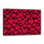 Valentines Day Hearts Pattern Love Red Canvas 18  x 12  (Stretched)