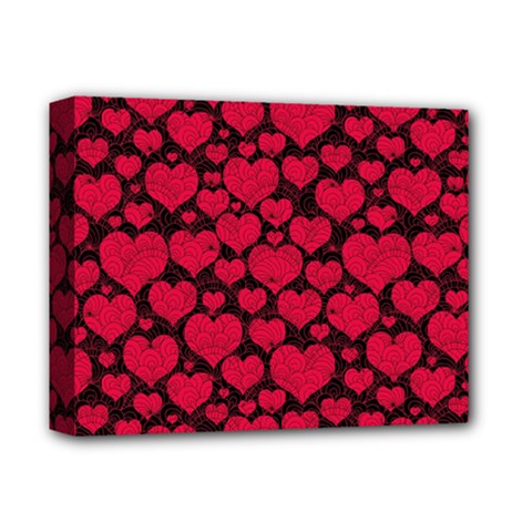 Valentines Day Hearts Pattern Love Red Deluxe Canvas 14  x 11  (Stretched) from ArtsNow.com