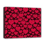 Valentines Day Hearts Pattern Love Red Deluxe Canvas 20  x 16  (Stretched)