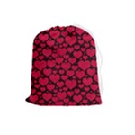 Valentines Day Hearts Pattern Love Red Drawstring Pouch (Large)