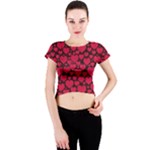 Valentines Day Hearts Pattern Love Red Crew Neck Crop Top