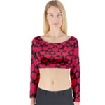 Valentines Day Hearts Pattern Love Red Long Sleeve Crop Top