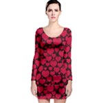 Valentines Day Hearts Pattern Love Red Long Sleeve Bodycon Dress