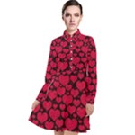 Valentines Day Hearts Pattern Love Red Long Sleeve Chiffon Shirt Dress