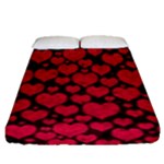 Valentines Day Hearts Pattern Love Red Fitted Sheet (Queen Size)