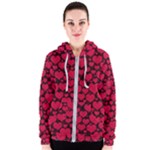 Valentines Day Hearts Pattern Love Red Women s Zipper Hoodie