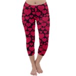 Valentines Day Hearts Pattern Love Red Capri Winter Leggings 