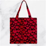 Valentines Day Hearts Pattern Love Red Zipper Grocery Tote Bag