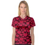 Valentines Day Hearts Pattern Love Red V-Neck Sport Mesh T-Shirt