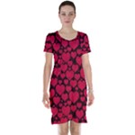 Valentines Day Hearts Pattern Love Red Short Sleeve Nightdress