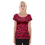 Valentines Day Hearts Pattern Love Red Cap Sleeve Top