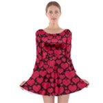 Valentines Day Hearts Pattern Love Red Long Sleeve Skater Dress