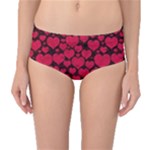 Valentines Day Hearts Pattern Love Red Mid-Waist Bikini Bottoms