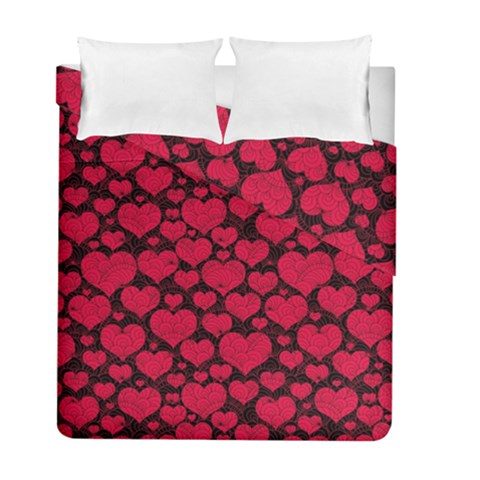 Valentines Day Hearts Pattern Love Red Duvet Cover Double Side (Full/ Double Size) from ArtsNow.com