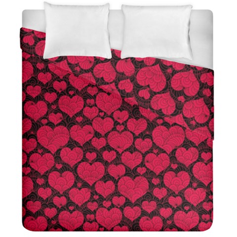 Valentines Day Hearts Pattern Love Red Duvet Cover Double Side (California King Size) from ArtsNow.com