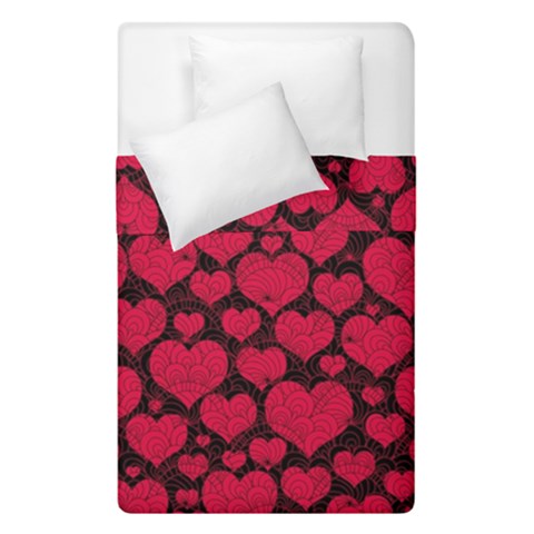 Valentines Day Hearts Pattern Love Red Duvet Cover Double Side (Single Size) from ArtsNow.com