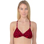 Valentines Day Hearts Pattern Love Red Reversible Tri Bikini Top