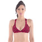 Valentines Day Hearts Pattern Love Red Plunge Bikini Top