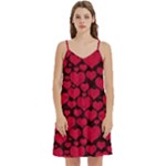 Valentines Day Hearts Pattern Love Red Mini Camis Dress With Pockets