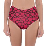 Valentines Day Hearts Pattern Love Red Reversible High-Waist Bikini Bottoms