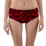 Valentines Day Hearts Pattern Love Red Reversible Mid-Waist Bikini Bottoms