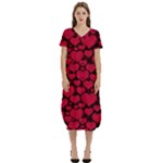 Valentines Day Hearts Pattern Love Red T-Shirt Midi Dress With Pockets