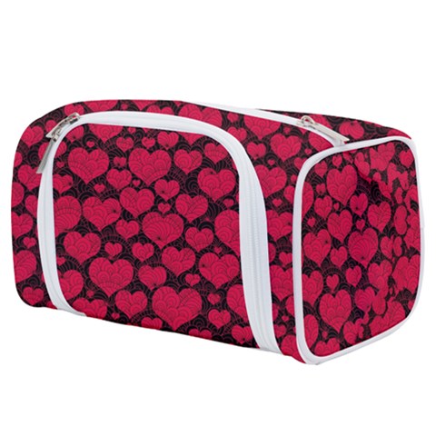 Valentines Day Hearts Pattern Love Red Toiletries Pouch from ArtsNow.com