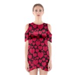 Valentines Day Hearts Pattern Love Red Shoulder Cutout One Piece Dress