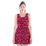 Valentines Day Hearts Pattern Love Red Scoop Neck Skater Dress