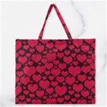 Valentines Day Hearts Pattern Love Red Zipper Large Tote Bag